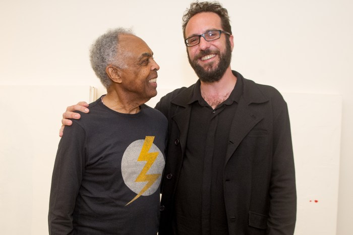 André Saddy com Gilberto Gil no lançamento do programa "Amigos, Sons e Palavras"